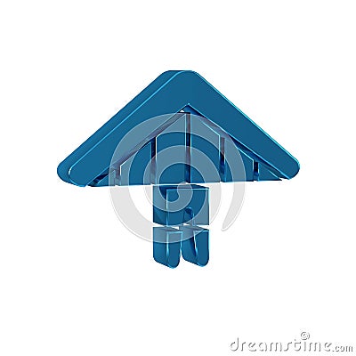 Blue Hang glider icon isolated on transparent background. Extreme sport. Stock Photo