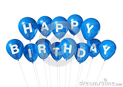 Blue Happy Birthday balloons Stock Photo