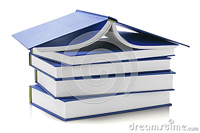 Blue Hard Cover Books Stock Photo