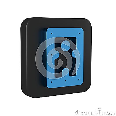 Blue Hard disk drive HDD icon isolated on transparent background. Black square button. Stock Photo