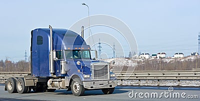 Blue hauler truck of my trucks and business Stock Photo