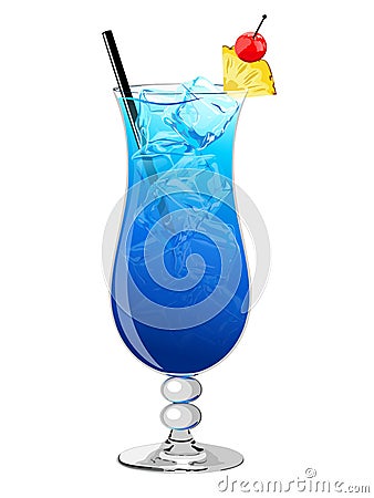 Blue Hawaii cocktail Vector Illustration