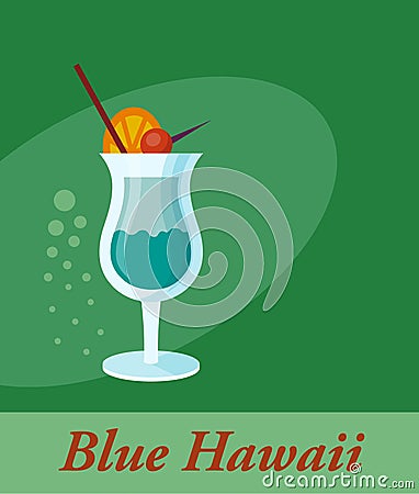 Blue Hawaii cocktail menu item or any kind of design Cartoon Illustration