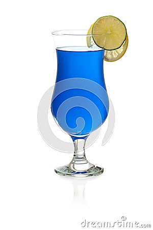 Blue Hawaii cocktail on white background Stock Photo