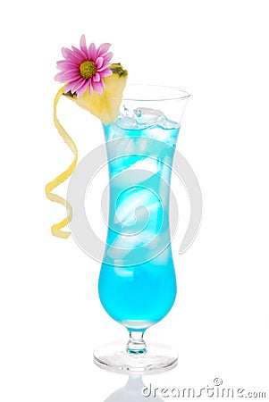 Blue hawaiian curacao cold cocktail Stock Photo