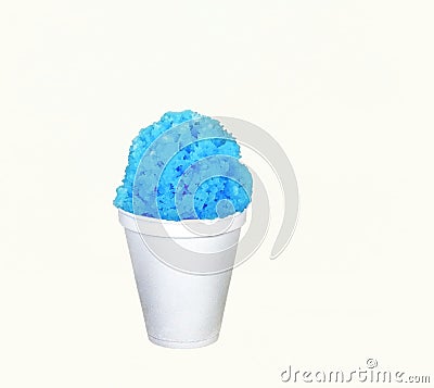 Blue Hawaiian Shave ice, Shaved ice or snow cone dessert in a plain white cup. Stock Photo