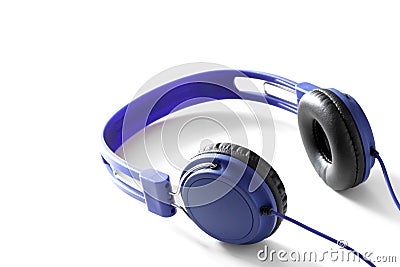 Blue headphone isolated on white background with copy space for your text Stock Photo