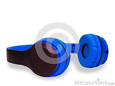 Blue Headphones. clipping path Stock Photo