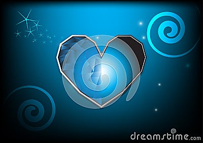 Blue heart on background Vector Illustration