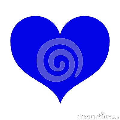 Blue heart beautiful shape isolated on white background. A symbol of love, Valentine`s day, the day of the wedding. Template. Vector Illustration