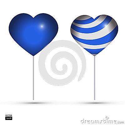 Blue heart shaped balloons. Happy holidays. Love.Vector Vector Illustration