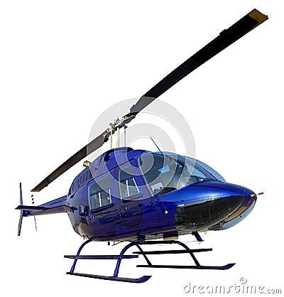 Blue helicopter isolated on white background Stock Photo