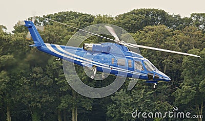 Blue helicopter Stock Photo