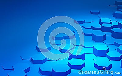 Blue hexagons background with copy space in future Cartoon Illustration