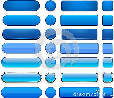 Blue high-detailed modern web buttons. Vector Illustration