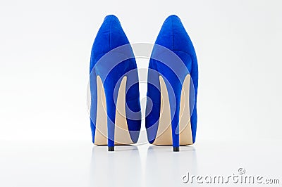 Blue high heel shoes Stock Photo