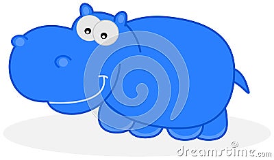 A blue hippo Cartoon Illustration