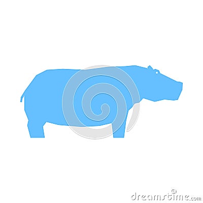 Blue hippo isolated on white Vector Illustration