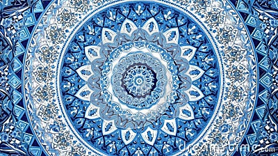A Blue historical Islamic pattern AI, Generated Image Stock Photo