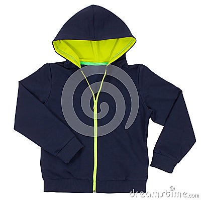 Blue hoodie design front isolated on white Stock Photo