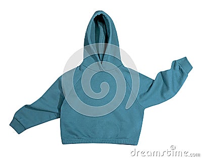 Blue hoodie, sweatshirt isolated on white. Kid's garment. Child's clothes. Casual sport style apparel Stock Photo