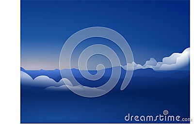 Blue horizon silhouette clouds illustration clip art Cartoon Illustration