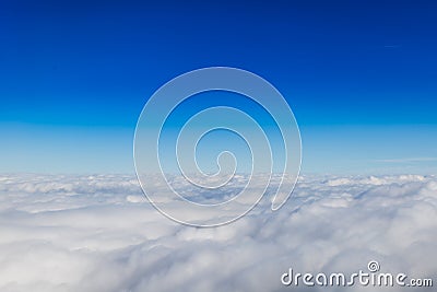 Blue horizon and white clouds Stock Photo