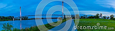 Blue hour photo of Bob Kerrey foot bridge Omaha Nebraska Stock Photo