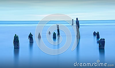 Blue hour sea landscape Stock Photo