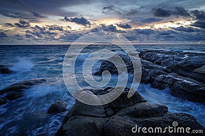 Blue Hour of Tip of Borneo (Tanjung Simpang Mengayau), Sabah Stock Photo