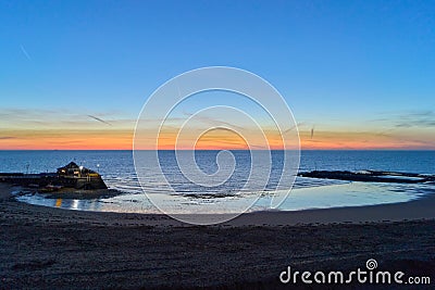 Blue hour at Viking Bay in Broadstairs, Thanet Stock Photo