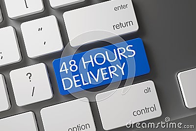 Blue 48 Hours Delivery Keypad on Keyboard. 3D. Stock Photo