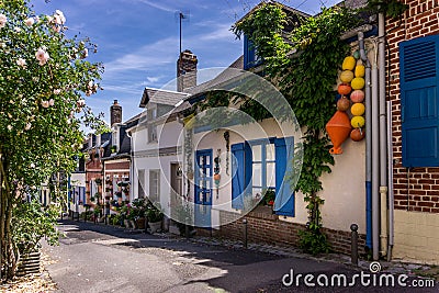 Blue House in Saint-Valery-sur-Somme Stock Photo