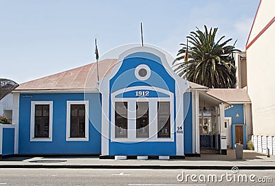 Blue house in Swakopmund, Namibia Editorial Stock Photo