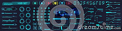 Blue HUD and Sci-fi UI collection elements Vector Illustration