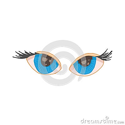 Blue human eyes icon, cartoon style Vector Illustration