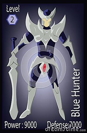 Blue Hunter Warrior Players Card Illustration Vector Illustration