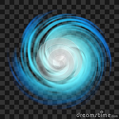 Blue hurricane symbol on dark transparent background Vector Illustration
