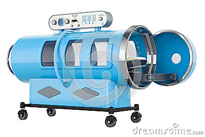 Blue hyperbaric chamber, 3D rendering Stock Photo