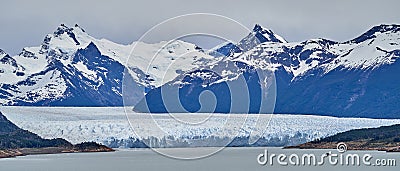 Blue ice of calving Perito Moreno Glacier in Glaciers national park in Patagonia Stock Photo