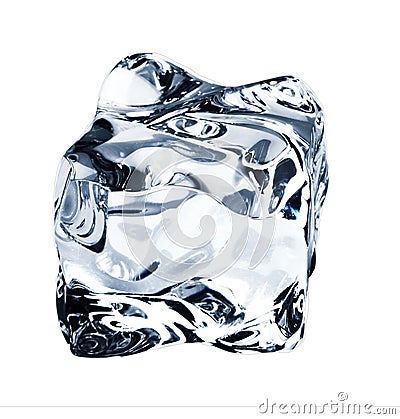Blue ice cube, isolated on white Stock Photo