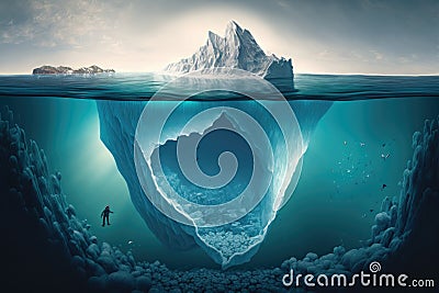 Blue Iceberg. Illustration AI Generative Stock Photo
