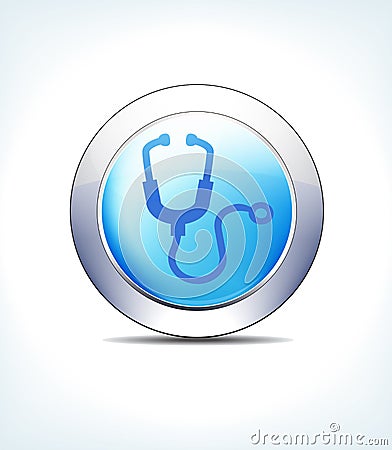 Blue Icon Button Stethoscope, Healthcare & Pharmaceutical presentations Vector Illustration