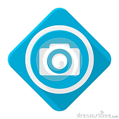 Blue icon camera with long shadow Vector Illustration