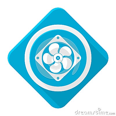 Blue icon exhaust fan with long shadow Vector Illustration