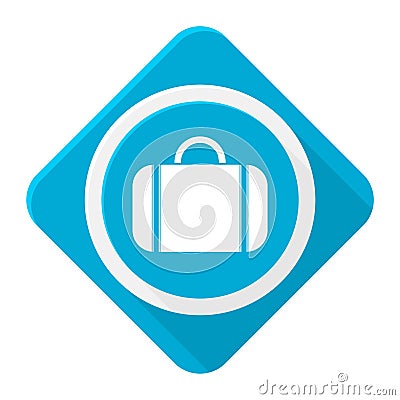 Blue icon valise with long shadow Vector Illustration