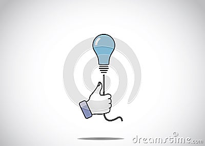 Blue idea solution light bulb with young human victory winning t Vector Illustration