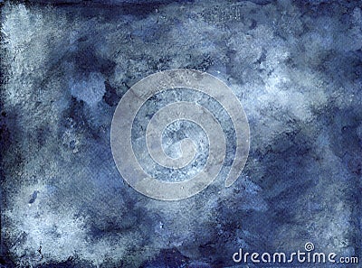 Blue Indigo White Dusty Abstract Background - Ink on Paper Stock Photo