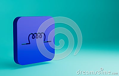 Blue Inductor in electronic circuit icon isolated on blue background. Minimalism concept. 3D render illustration Cartoon Illustration