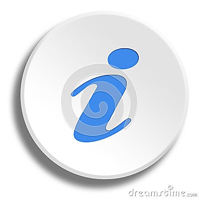 Blue information in round white button with shadow Stock Photo